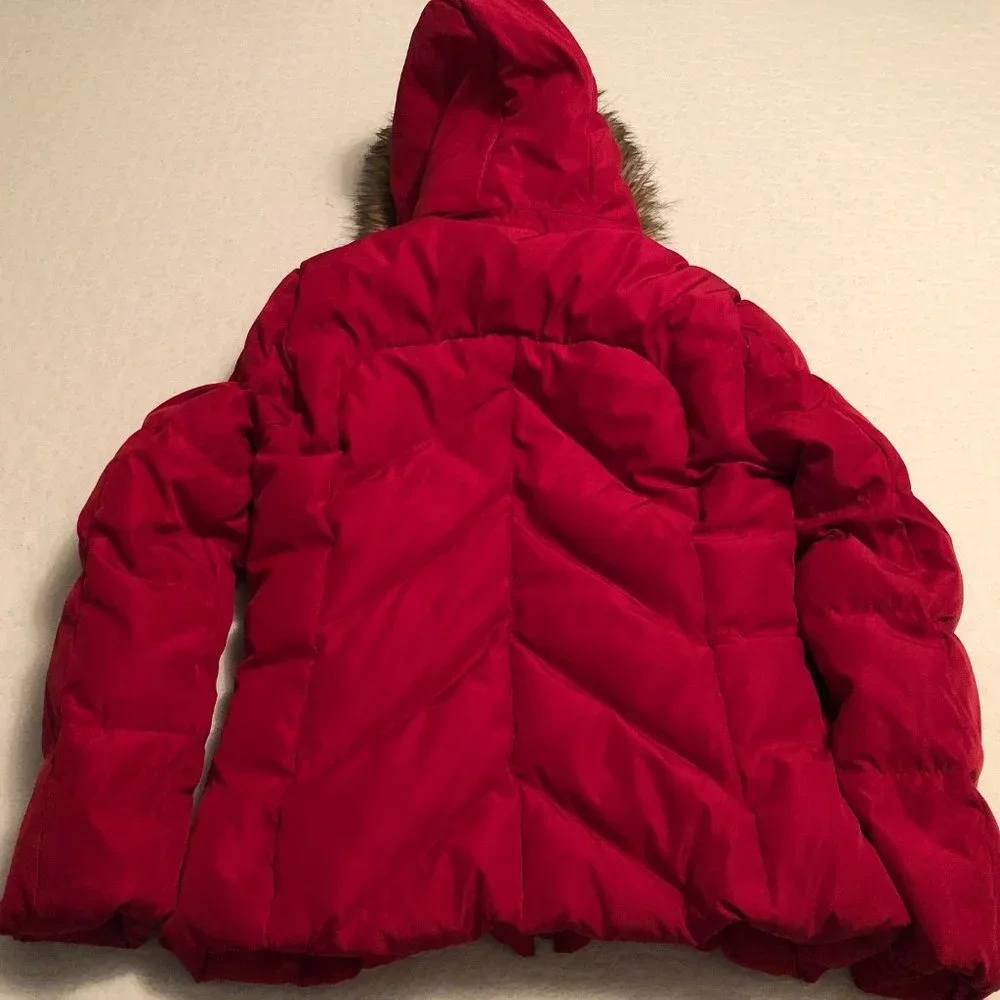 Calvin Klein Faux Fur Trim Hooded Quilted Down Jacket Puffer Parka Coat Women PS - Picture 10 of 10